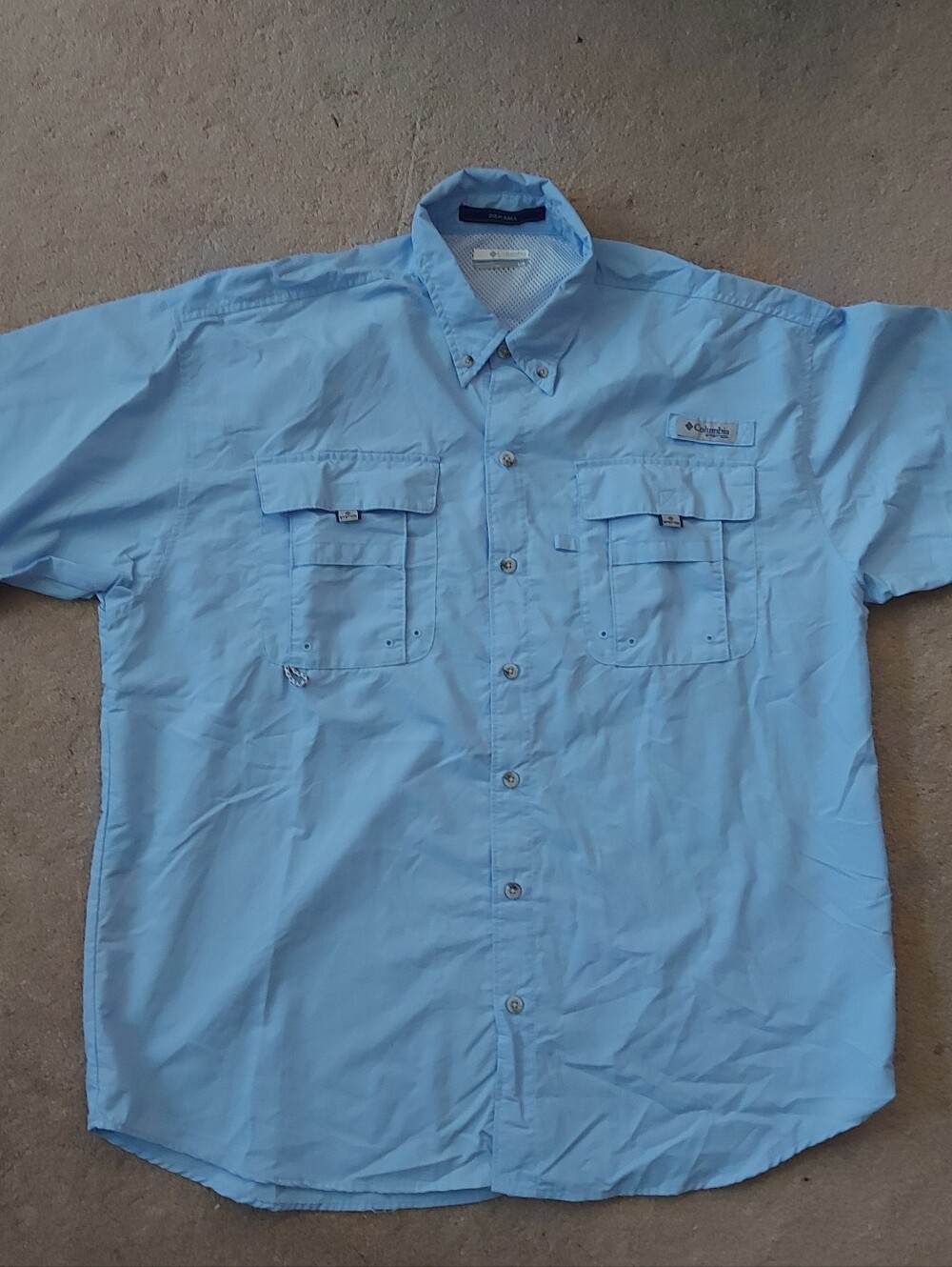 Columbia PFG Bahama Short-Sleeve Light Blue Outdoor Button-Down Shirt Large